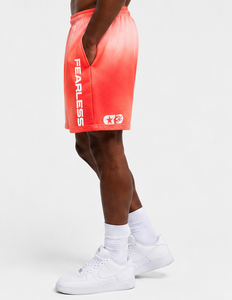Shorts pour hommes HELLSTR avec imprimé Fearless, taille élastique rouge, style streetwear décontracté, respirant, en maille, pour la plage - Product Image 5