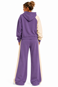 New Asymmetrical <b>Zip</b>-<b>Up</b> Women's Tracksuit Trendy Color Contrast Oversized <b>Hoodie</b> and Baggy Trousers Boutique Heavyweight <b>Fleece</b> - Product Image 2