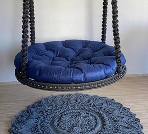 <b>Round</b> Macrame <b>Swing</b> with Cushion, Hanging Chair, <b>Swing</b> Chair, Macrame hanging chair indoor, chair hanging - Product Image 1