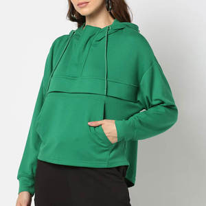 Sudadera con Capucha Oversize Verde para Mujer, 100% Poliéster, Corte Holgado Informal, Sudadera con Logo Frontal para Invierno - Product Image 1