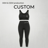 Ensemble 2 pièces sportif uni pour femme : Soutien-gorge de sport zippé et Legging taille haute respirant en tricot Spandex, séchage rapide, coupe régulière