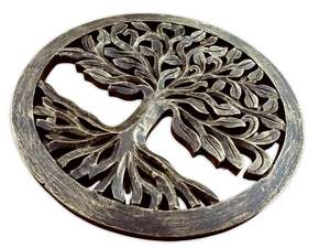 Décoration murale ronde en bois doré - Art Arbre de Vie pour salon, chambre, couloir, bureau (Panneau doré) - Product Image 3