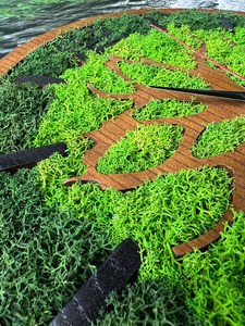 นาฬิกาแขวนผนังไม้ดีไซน์เฉพาะตัว ประดับมอสคงรูป ไม่มีเสียงติ๊ก นาฬิกาแขวนผนังทำจากมอสและไม้สั่งทำพิเศษ นาฬิกาลายพฤกษศาสตร์ ของขวัญสำหรับตกแต่งบ้าน - Product Image 5