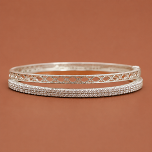 Elegant Double <b>Row</b> Moissanite Bangle Bracelet S925 with Openwork Design - Product Image 1
