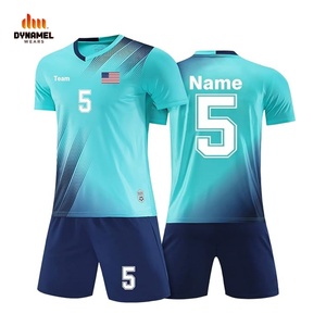 DYNAMEL WEARS Ensemble de maillot de football personnalisé sublimé pour hommes, col en V, manches courtes, évacuation de l'humidité, couleur dégradée, uniforme - Product Image 1
