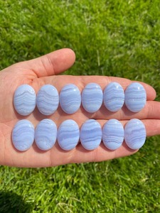 Pendentif en agate bleue naturelle de haute qualité, fait main, cabochon, pierre précieuse polie, lot de pierres précieuses en vrac ! - Product Image 4