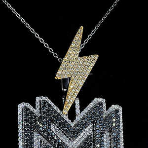 Hip Hop Jewelry Iced Out Black diamond Logo Pendant Double Layer Diamond <b>Tester</b> approved VVS Moissanite Luxury Custom Pendant - Product Image 6