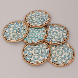 Rattan seashell inlaid coaster for fruit <b>candle</b> drink holder <b>cheap</b> price decorative coasters - Product Image 6