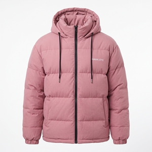 Hawkeye Men's Hooded Puffer <b>Jacket</b> <b>Pink</b> Winter Casual Thick Quilted Zipper Coat Solid Color Windproof Outerwear - Product Image 3