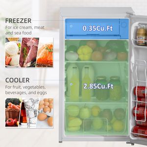 Mini-réfrigérateur compact à porte simple de 3,2 pieds cubes avec congélateur, thermostat réglable et étagère réversible - Product Image 6