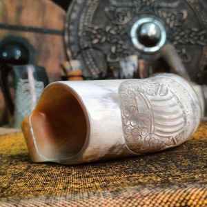 Vintage Style Eco-Friendly Horn Drinking <b>Mug</b> Premium Quality <b>Large</b> Capacity Tankard Beer Stein Historical Reenactment - Product Image 2