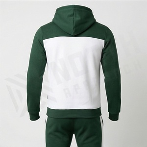 Survêtement à capuche pour homme, vert et blanc, imprimé géométrique, manches longues, décontracté, pour l'automne, respirant, en coton, coupe classique - Product Image 2