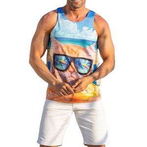 Camisetas sin mangas transpirables de talla grande a la moda para hombres-Camisetas sin mangas con estampado personalizado de proveedor de moda de Pakistán - Product Image 1