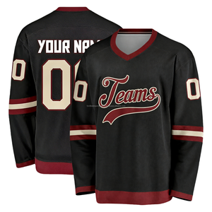 Maillot de hockey sur glace personnalisé en maille écologique blanc, col en V, manches longues, sublimé, respirant, en polyester, uniforme d'équipe pour hommes, service OEM - Product Image 1