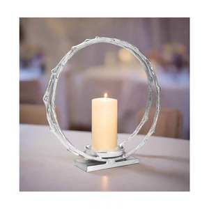 Porte-bougie en argent avec motif de brindilles circulaires, décoration d'intérieur durable - Product Image 6