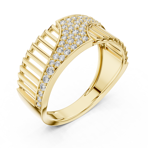 Round Cut Lab Grown <b>Diamond</b> Band 14K 18K Yellow Gold DEF VVS Diagonal Openwork <b>Diamond</b> <b>Ring</b> Wholesale fine Jewelry Manufacturer - Product Image 4