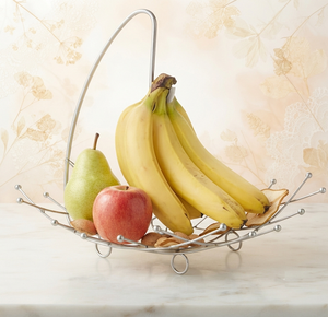 Panier à fruits moderne en fil métallique avec poignée, support de rangement en forme de bol pour comptoir de cuisine - Product Image 1