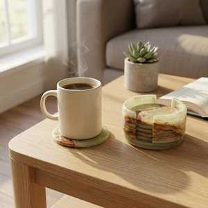 Handmade Round <b>Marble</b> <b>Coasters</b> Set of 6 <b>Marble</b> <b>Coasters</b> for Drinks <b>Marble</b> <b>Coaster</b> Set for Coffee Tea & Kitchen Table - Product Image 4