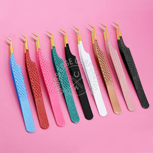 Custom Lash Tweezer Fiber Tip Nonslip Grip 1pcs Eyelash Tweezer for 45 Volume Degree Eyelashes Stainless Steel - Product Image 1