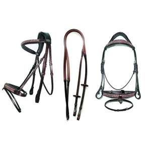 FAB International - Juego de Brida de Cuero para Caballo con Diadema de Cristal Duradera de Primera Calidad, Riendas Acolchadas para Exhibición, Entrenamiento y Competición - Product Image 1