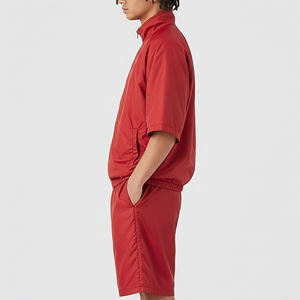 New Fashion 100% Nylon Lightweight Solid Color Windbreaker Shorts <b>Set</b> High Quality Windproof Plus Size Stylish Tracksuit - Product Image 5