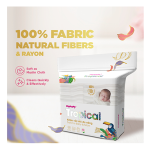 Serviettes sèches jetables OEM Mamamy Tropical, chiffons multifonctionnels, 160 pièces, motif gaufré, lingettes pour bébé, tampons en coton - Product Image 4