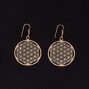 Geometric Antique Gold Plated Brass Trendy Drop <b>Earrings</b> 60x36MM Size for Women - Product Image 3