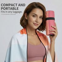Serviette de plage, de yoga, de sport et de bain en microfibre polaire double face, séchage rapide, personnalisable, légère, pour le commerce transfrontalier