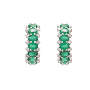 18K White Gold Emerald Cut Diamond Hoop <b>Earrings</b> for Wedding - Product Image 3