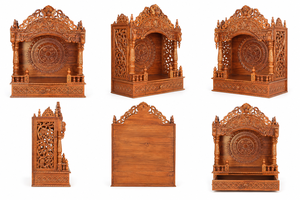 Indian Carved Teak Wood Temple <b>Mandir</b> Hand-Carved Hindu Temple with Storage Drawer Handcrafted Wooden Temple <b>Mandir</b> Australia - Product Image 4