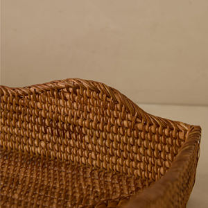 ถาดเสิร์ฟสไตล์โบโฮ ทำจากหวายธรรมชาติ ขอบหยัก ตกแต่งโต๊ะ จัดระเบียบของใช้ในบ้าน ของตกแต่งบ้าน - Product Image 6