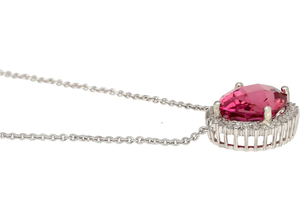 Collar con Colgante de Morganita de Corte Ovalado, Plata 925 con Baño de Rodio, Cadena de Caja, Clásico para Uso Diario de Mujer - Product Image 1