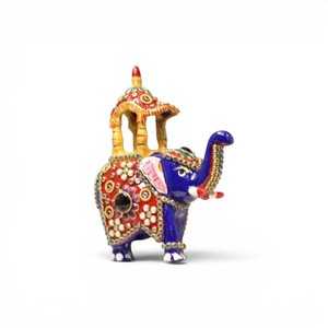 Handcrafted Metal Meenakari Stone Ambabari <b>Elephant</b> Showpiece | Decorative <b>Elephant</b> Figurine | Rajasthani Home <b>Decor</b> - Product Image 4