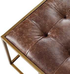 Muebles de lujo último diseño moderno de piel sintética y patas de metal mesa de centro, otomana - Product Image 4