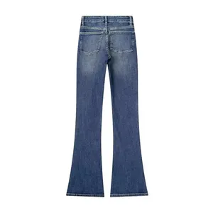 Wholesale Plus Size Women's High Stretch Straight-leg <b>Jeans</b> with Pockets <b>Elastic</b> <b>Waist</b> Autumn Casual Breathable Eco-Friendly - Product Image 2