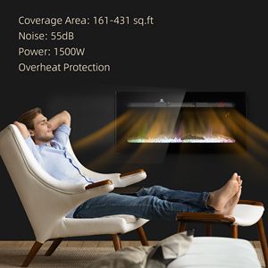 Caminetto Lineare in Vetro da Incasso e a Parete con Telecomando, Fiamma Regolabile in Colore e Luminosità - Product Image 6