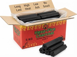 Briquettes de charbon de coco à combustion longue durée, forme hexagonale, haute énergie calorifique, combustible pour barbecue - Product Image 4