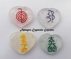 Gemstone <b>Crystal</b> Quartz Through-Carved Heart Stones Reiki <b>Set</b> Waterproof Feng Shui for Healing Holiday Gift Wholesale Buy Online - Product Image 5