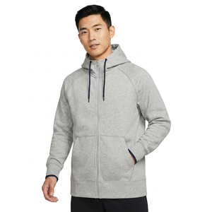 Men's Gray Full <b>Zip</b> <b>Hooded</b> Sweatshirt Regular Fit Solid Color Casual Hoodie Front Pockets Breathable Knit Fabric Autumn wear - Product Image 2