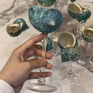 แก้วไวน์เปลือกหอยเวียดนาม วัสดุเปลือกหอยรีไซเคิล แก้วน้ำสำหรับไวน์ ค็อกเทล ของตกแต่งโต๊ะบาร์ริมชายฝั่ง - Product Image 4