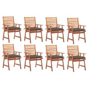 Ensemble de 8 chaises de patio durables en bois d'acacia massif, couleur taupe, design standard - Product Image 1