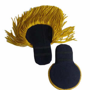 Naval Epaulettes with Black <b>Wool</b> & <b>Gold</b> Bullion Fringe - Product Image 2