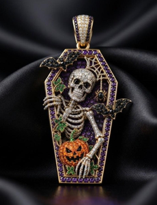 Collar con Colgante de Ataúd Gótico con Esqueleto, Joyería de Halloween, Amuleto de Metal de Aleación de Zinc para Disfraz de Fiesta, Regalo - Product Image 3