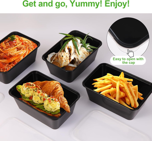 Contenedor Industrial para Preparación de Comidas, Recipiente Reutilizable de Plástico para Almacenamiento de Alimentos, Tapas de Grosor Personalizado, Apto para Microondas y Congelador, para Fideos y Gelatina - Product Image 4