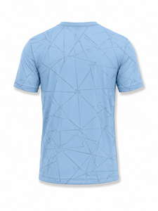 Men's Light Blue <b>Geometric</b> Pattern Short Sleeve T-<b>Shirt</b> Quick Dry Regular Fit O-Neck Knitted Polyester Casual Wear - Product Image 3