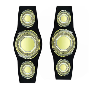 Ceinture de lutte de style championnat premium, plaques métalliques robustes, sangle en cuir véritable, ajustement réglable, approvisionnement en gros OEM - Product Image 5