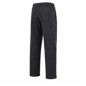 Wholesale Acid Wash Cotton Trousers Custom <b>Vintage</b> Washed <b>Pants</b> Relaxed Fit Casual Streetwear Joggers Apparel Manufacturer - Product Image 5