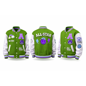 Veste universitaire personnalisée en gros pour hommes, veste de baseball de collège, veste bomber d'équipe - Product Image 3