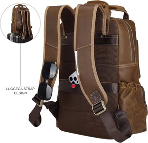 Sac à dos pour ordinateur portable en cuir véritable vieilli, imperméable, antivol, sac de voyage robuste en cuir LBP-0449 - Product Image 3