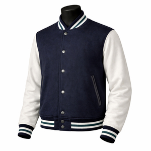 Nueva Chaqueta Varsity de Moda al por Mayor para Hombre, Personalizada, de Dos Tonos, Mezcla de Lana, Estilo Letterman, con Botones a Presión en la Parte Delantera - Product Image 3